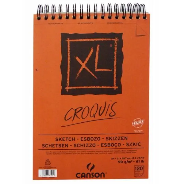 Block Canson XL Croquis Tamaño A4 90gr x120 hjs