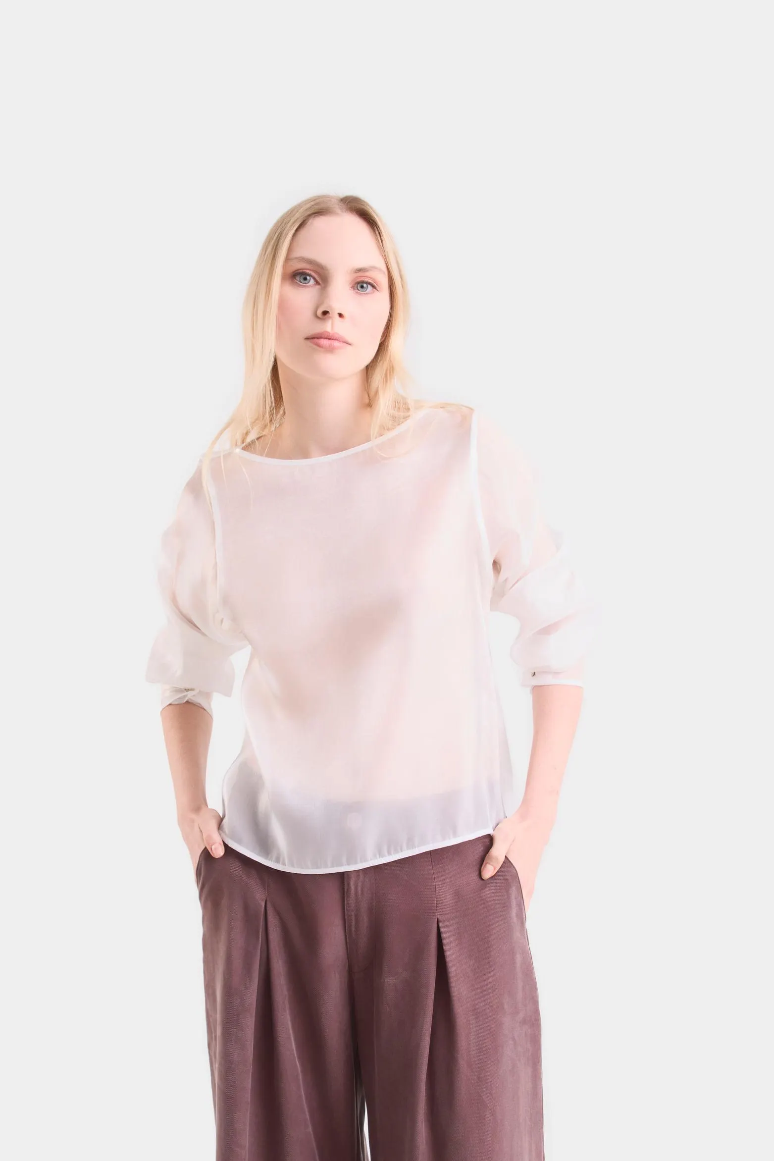 Camisa caltha en tejido de punto para mujer efecto metalizado