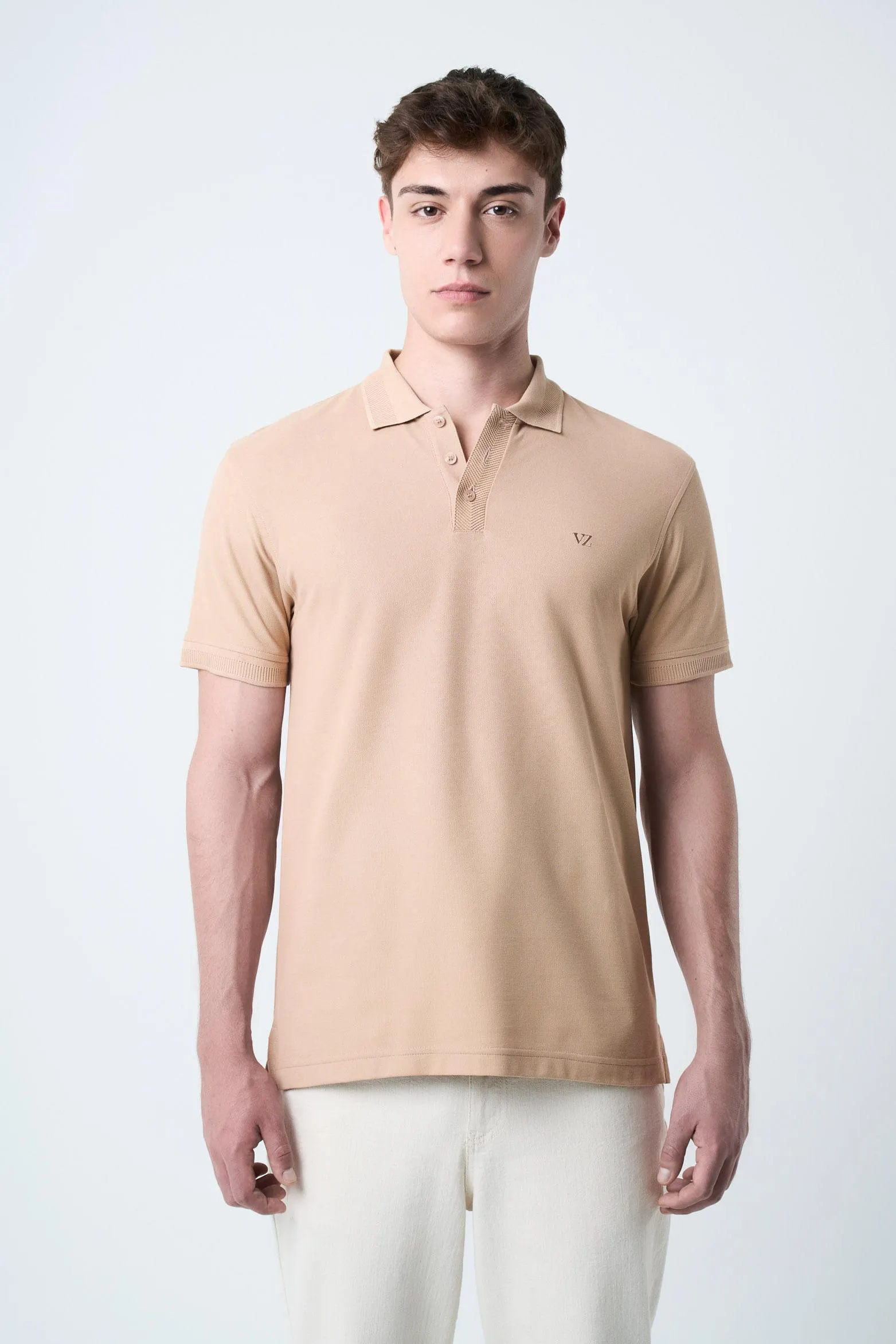Polo para hombre semi fit detalle jacquard