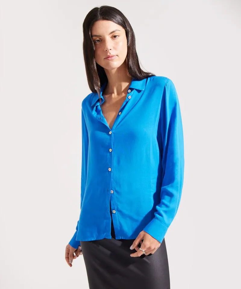 Camisa Manga Larga Con Cuello Camisero