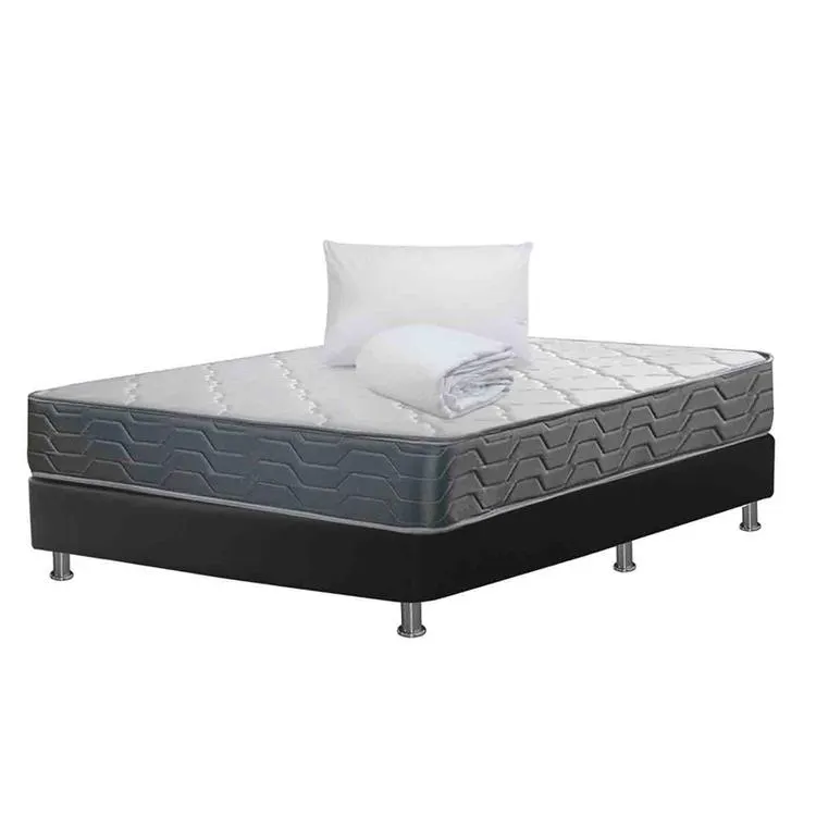 Combo Colchón FANTASIA Sencillo Artic Class 100 x 190 cm + Base Cama Pluss Tipo Cuero Negra + Protector + 1 Almohada