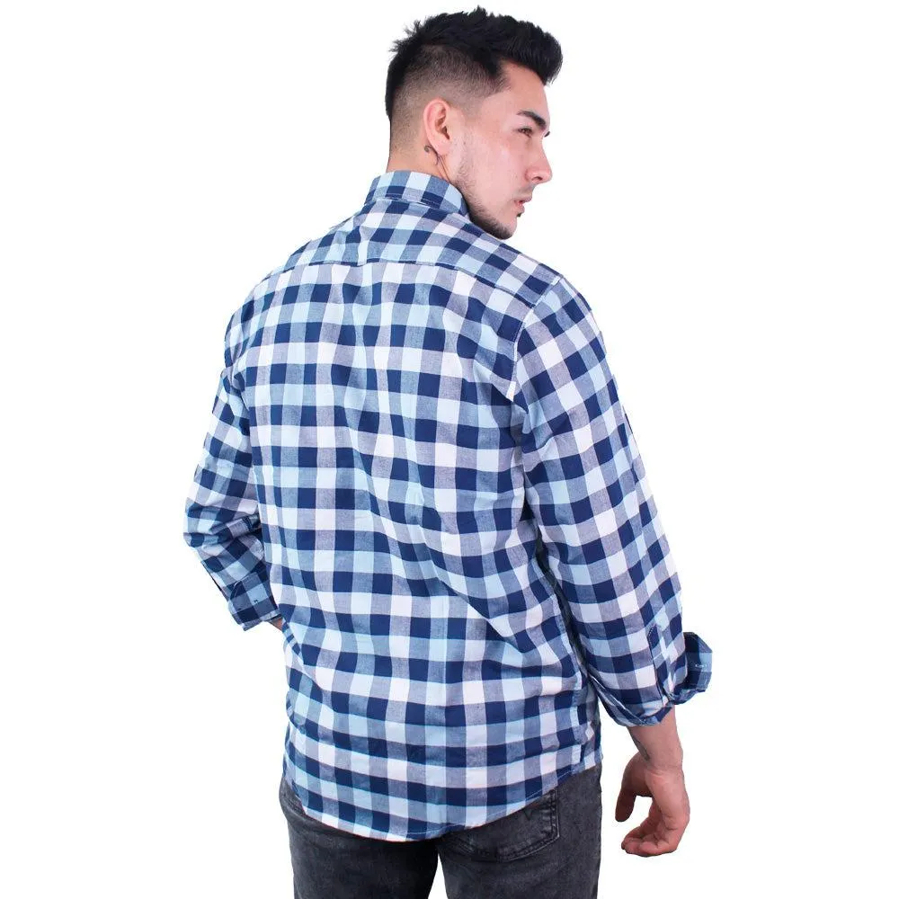 Camisa Cuadros Hombre Lec Lee Azul