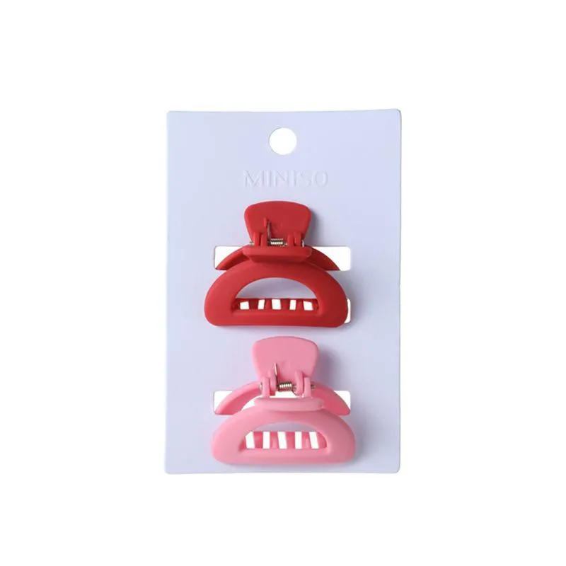 Set de Pinzas para Cabello Semicirculares Miniso 2 Pzas Rojo y Rosado