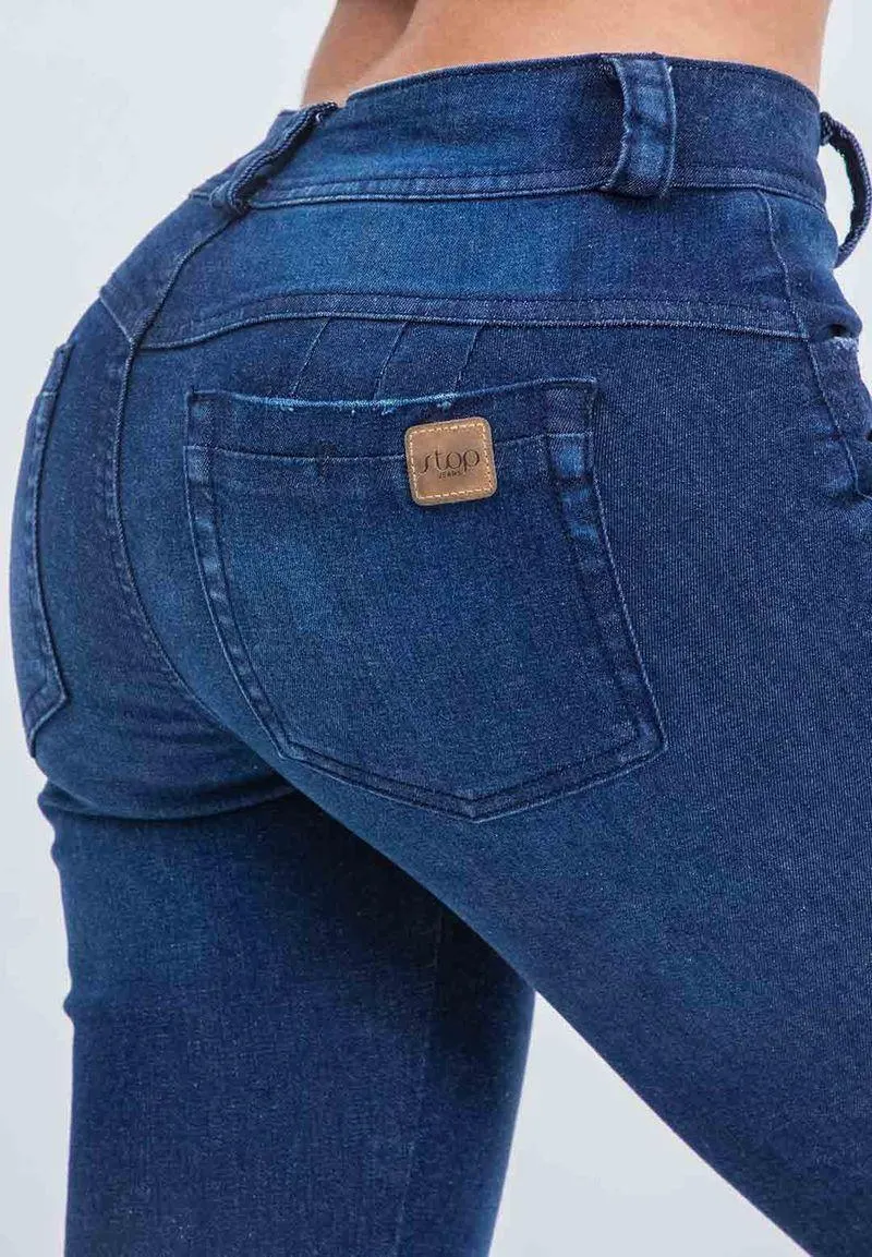 Jean reductor tiro medio tobillero para mujer