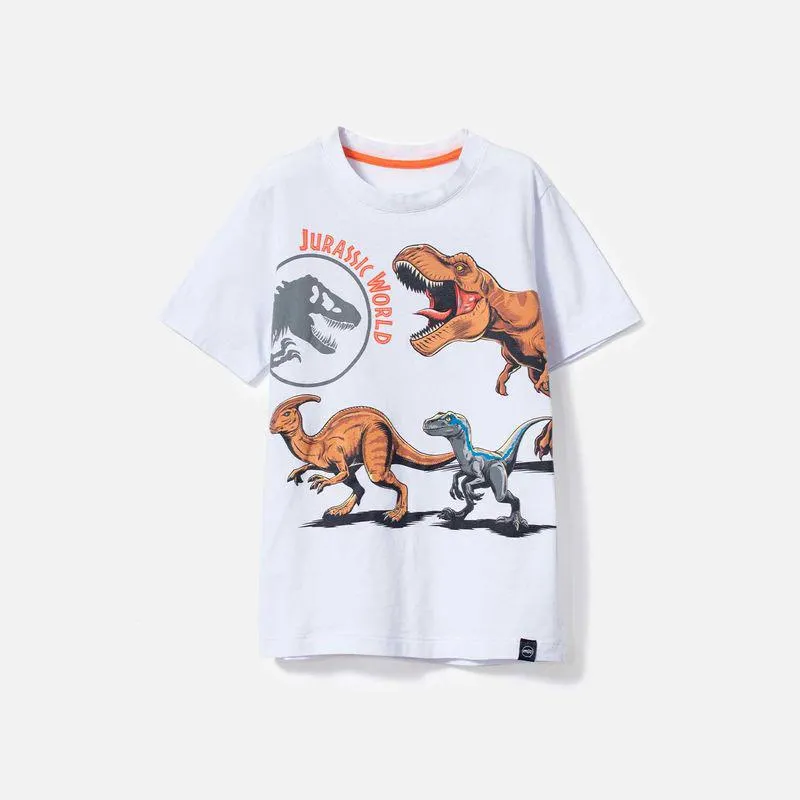 Camiseta blanca manga corta de Jurassic World para niño - Mic