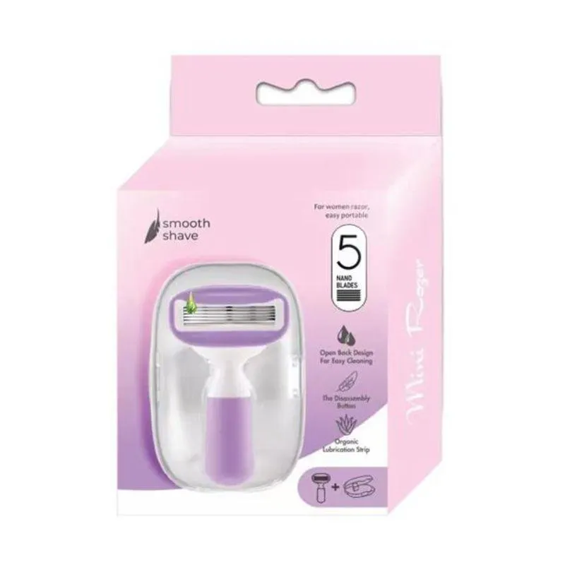 Mini Máquinas de Afeitar de 5 Hojas para Mujer con Estuche Purpura