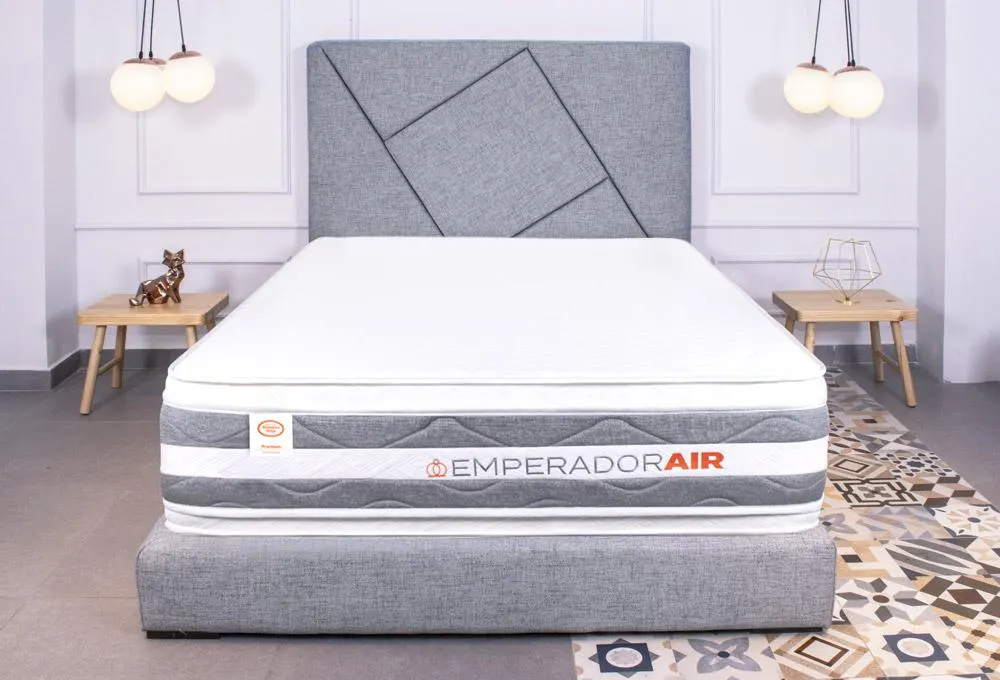 Combo Colchón Air Pantom + Cabecero + Base Cama Gris