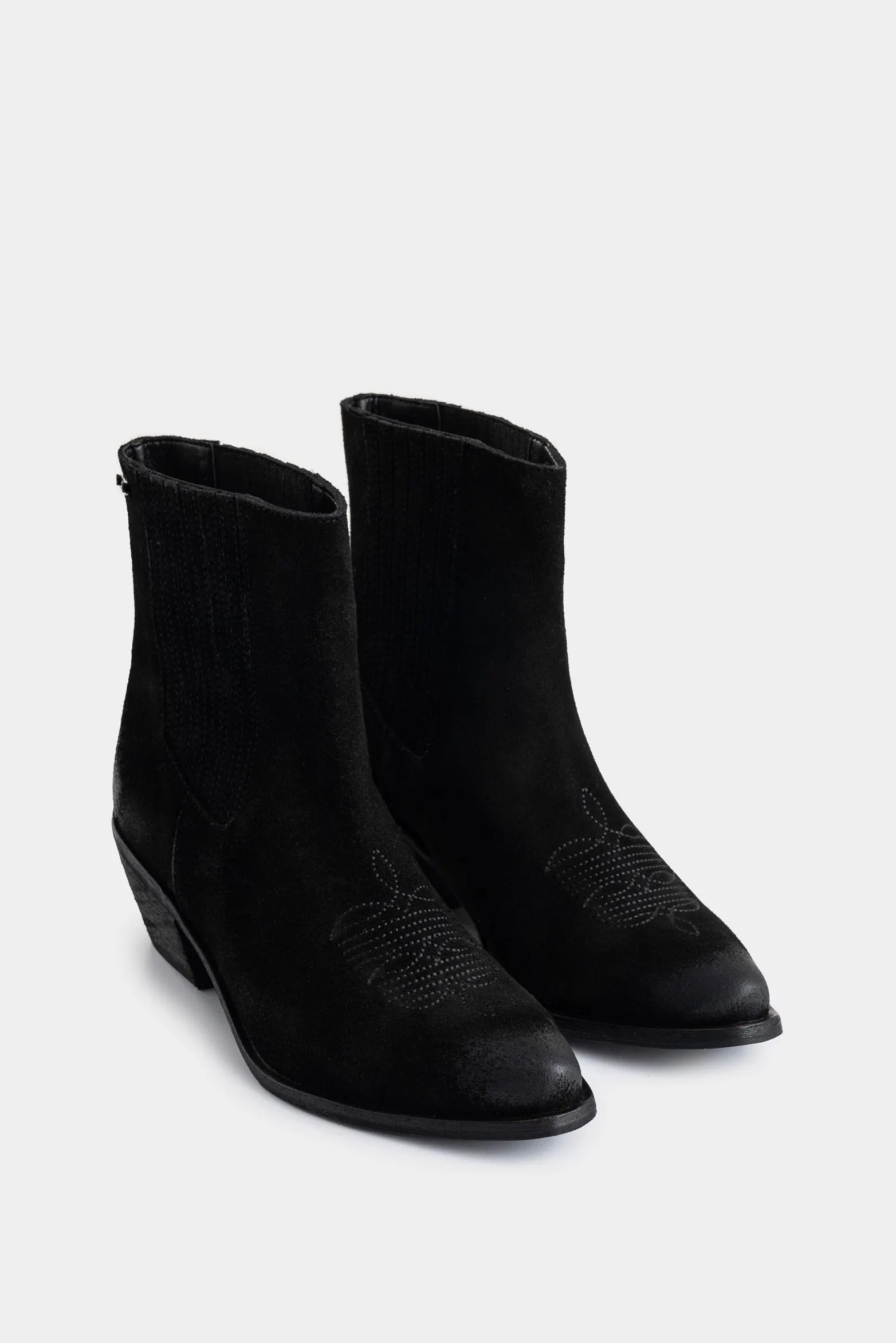 Botines texanos Mercurio de cuero gamuzado para mujer efecto encerado