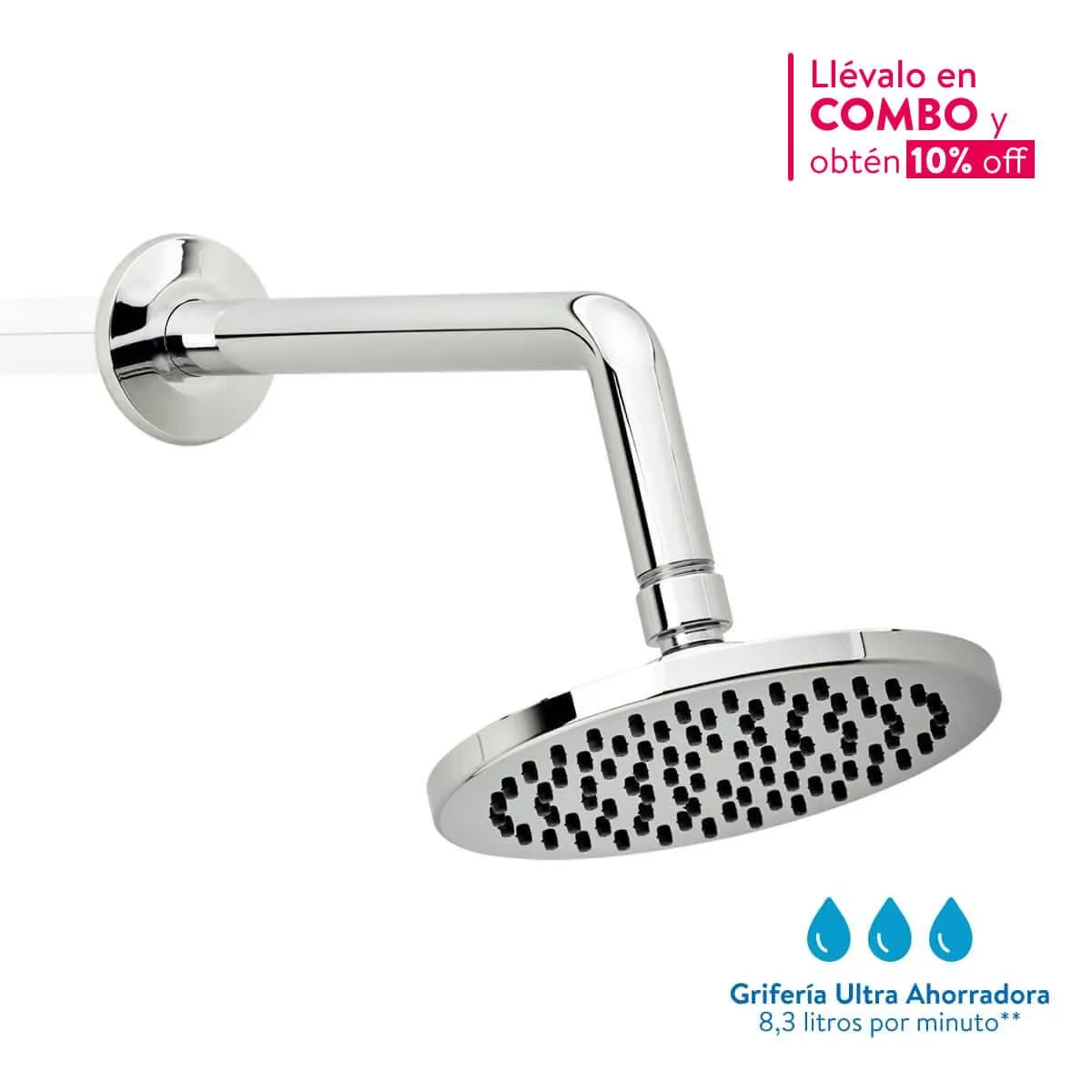 Regadera Ultra Ahorradora con Brazo Koral