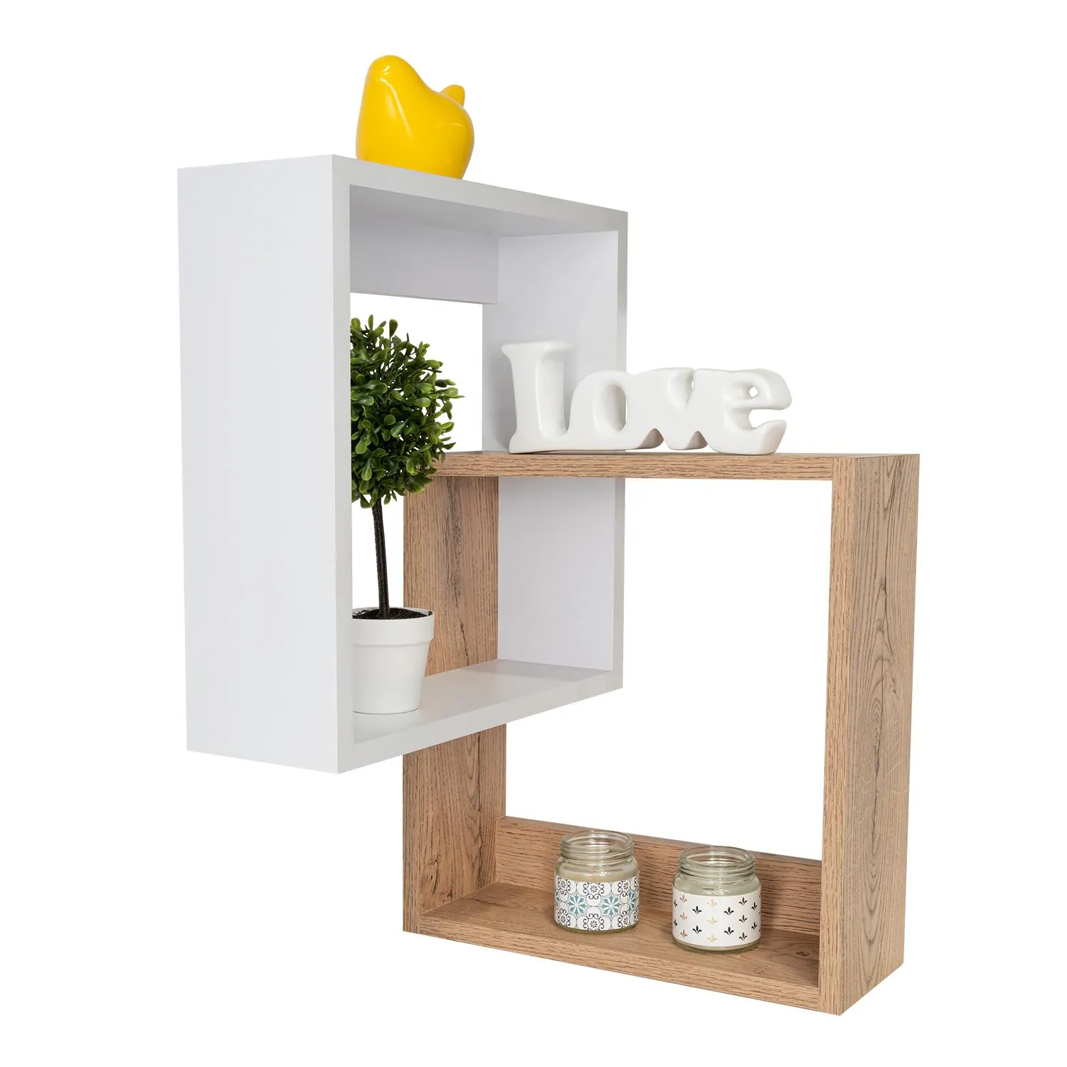 Repisa Cuadrada Deia, Beige y Blanco, x 1 Unidad