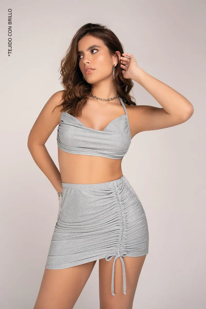 CONJUNTO X 2 CROPTOP - FALDA Gris
