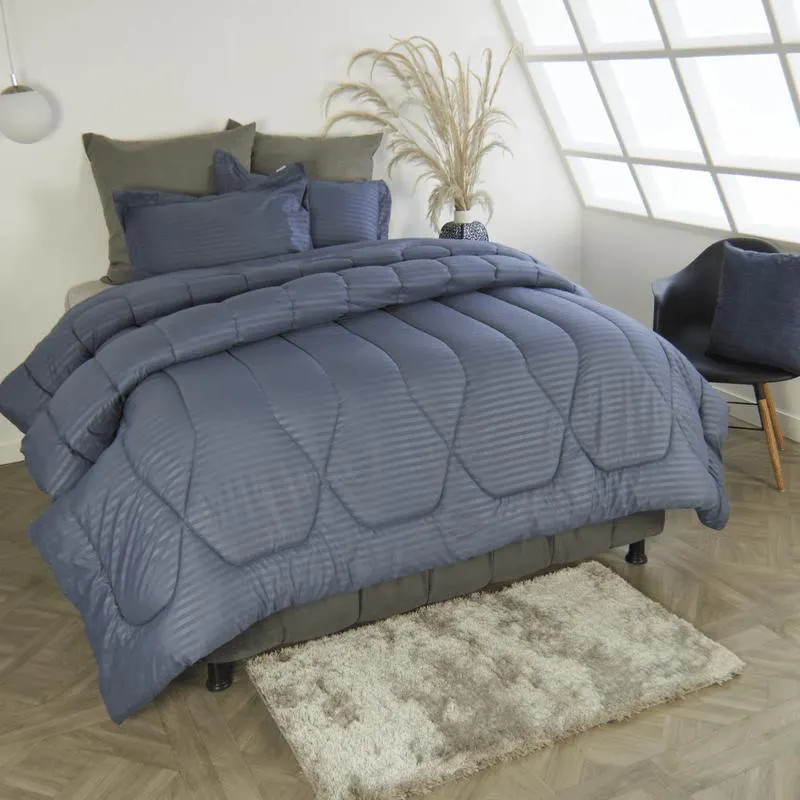 Plumón más fundón de almohada unicolor azul piedra