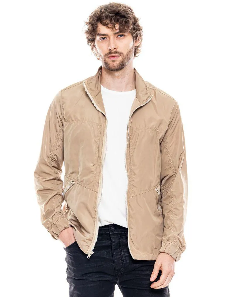 Chaqueta Rompevientos Unicolor Con Bolsillo Delantero