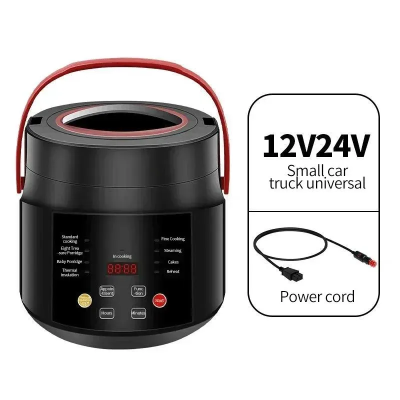 Electric Mini Rice Cooker MultiCooker Portable Car Rice Cooker 12V 24V Cooking Machine For Car and Truck English Menu