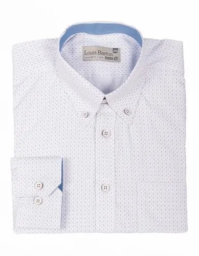 Camisa Manga Larga Blanca con Líneas Verticales Punteadas – Moldería informal