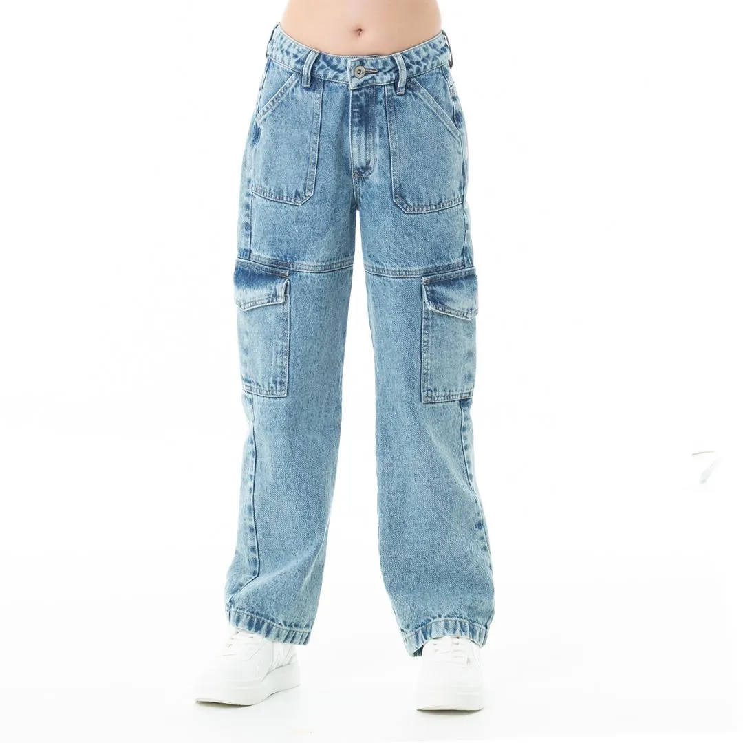 DEMIN CARGO JEANS FOR GIRLS
