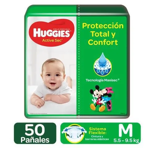Panal Huggies Active Sec Talla M Pqte X 50 Und