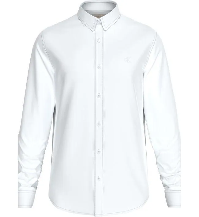 Camisa blanca slim con mini monograma