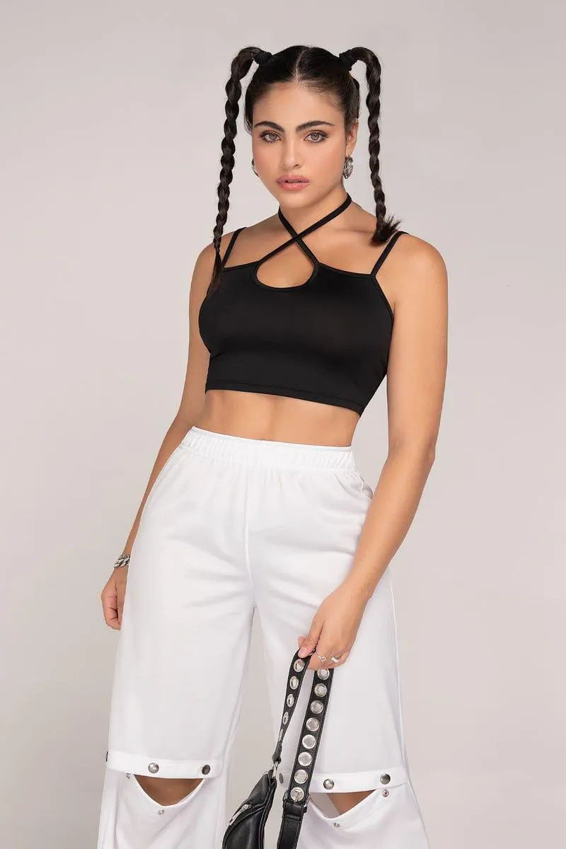CROP TOP TIRAS Negro