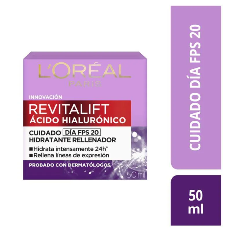 Revitalift Acido Hialuronico Crema Facial Dia Spf 20 Frasco X 50 Ml