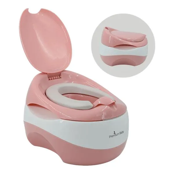 Baño Entrenador Bacinilla Bebé 3 en 1 Rosado - Premium Baby