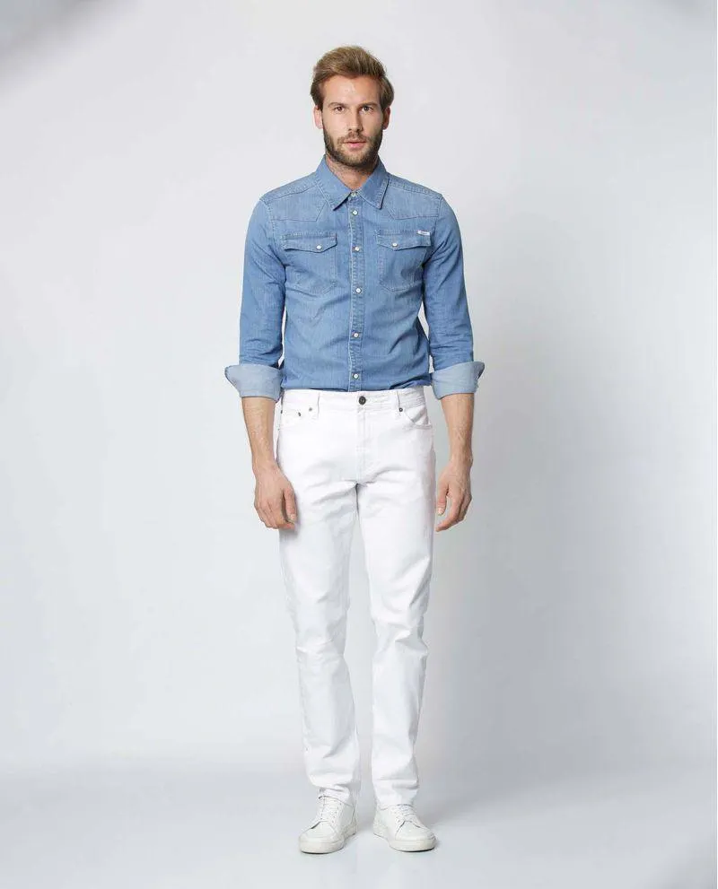 Jean de hombre Morrison Pulse, Straight Fit, Bota Slim - Blanco