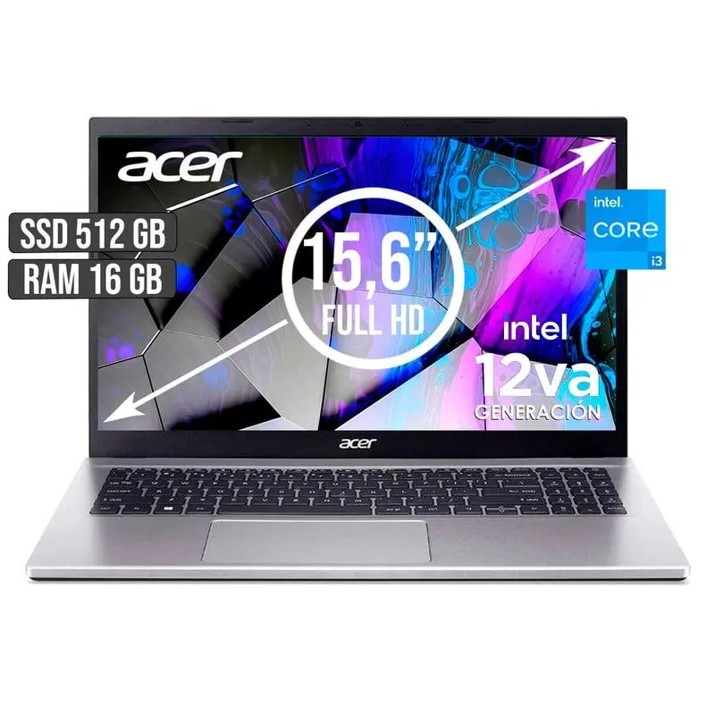 ACER ASPIRE INTEL CORE I3-1215U SSD 512GB RAM 16GB LED 15,6 FULL HD
