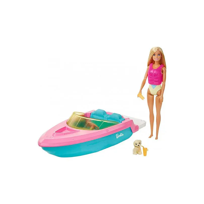 Set Barbie Lancha Y Mascota