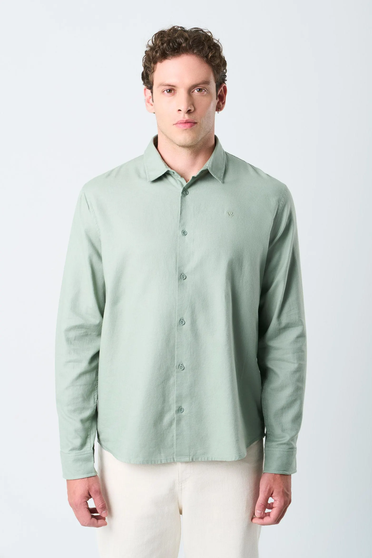 Camisa oxford manga larga calagua para hombre semifitted