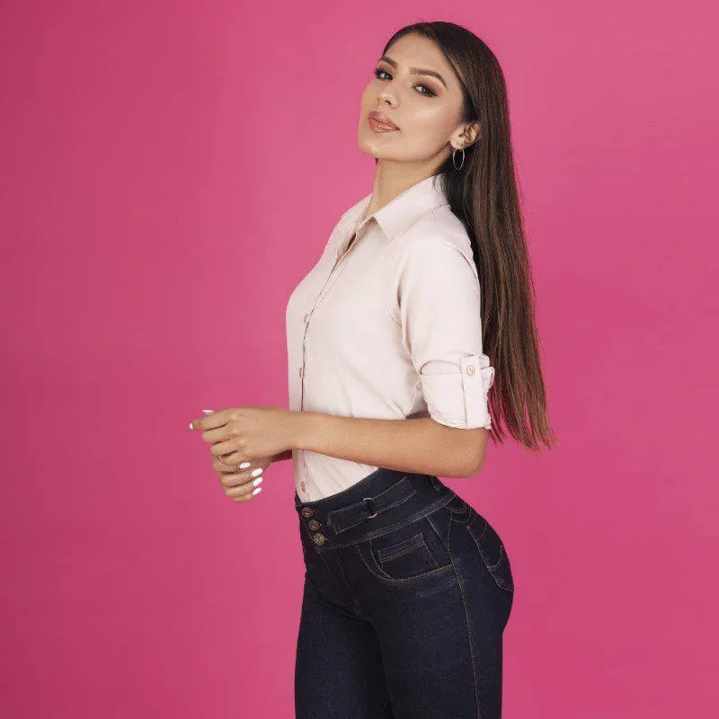 Blusa De Moda, Silueta Camisera, Tela Chalis Licrado