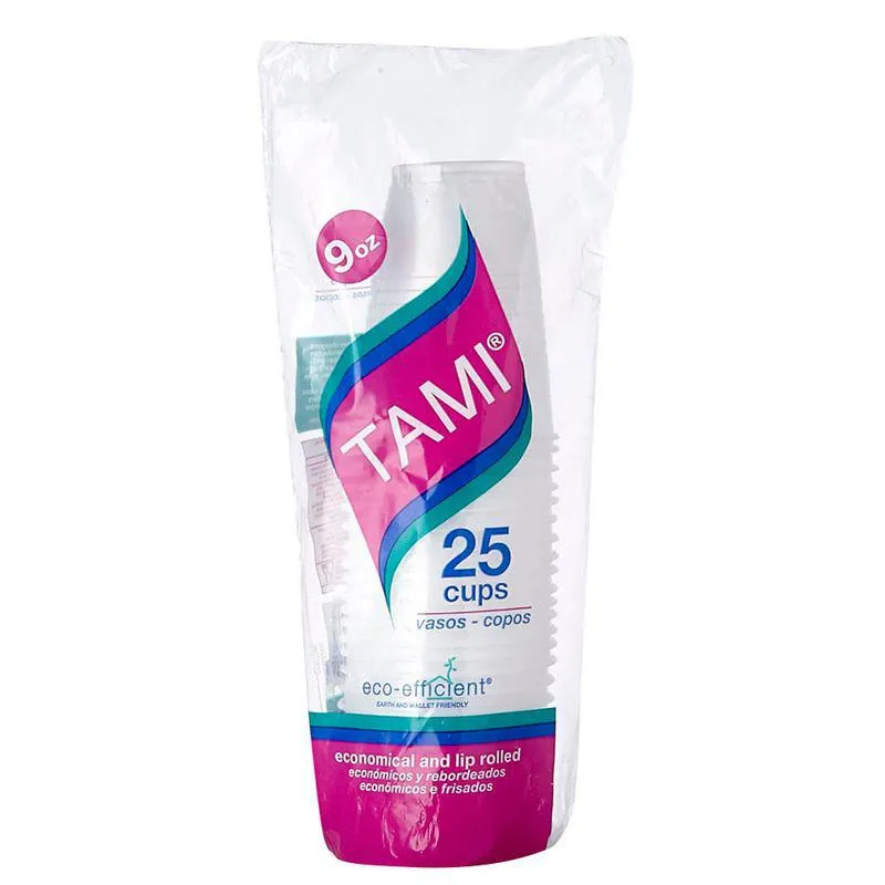 Vaso plas 9 oz blanco tami pqx25