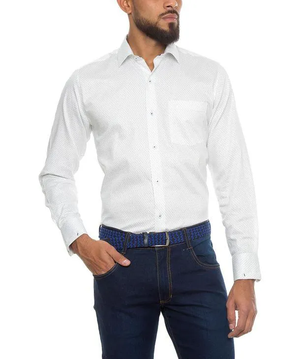 Camisa Casual Dinton Blanca Estampada