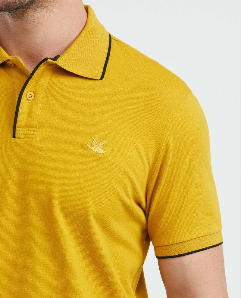 Camiseta de Hombre Tipo Polo, Slim Fit Manga Corta - Cuello con Línea en Contraste