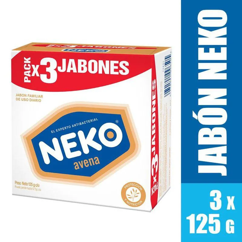 Jabon Barra Neko Avena X 125 Gr Tripack