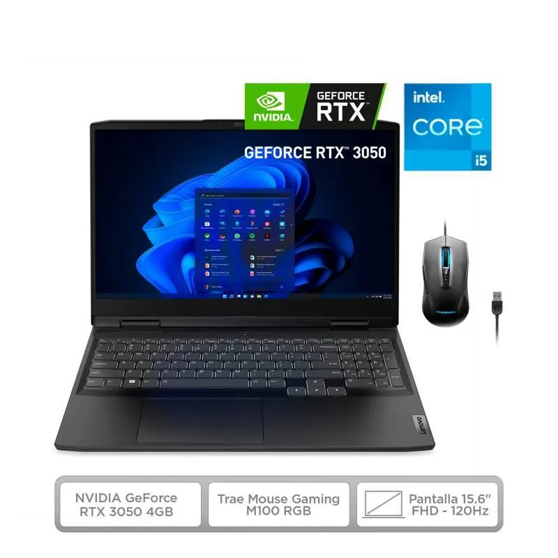 Portátil Gamer Lenovo 15.6 Pulgadas Intel Core i5 8GB 512GB NVIDIA GEFORCE RTX 3050