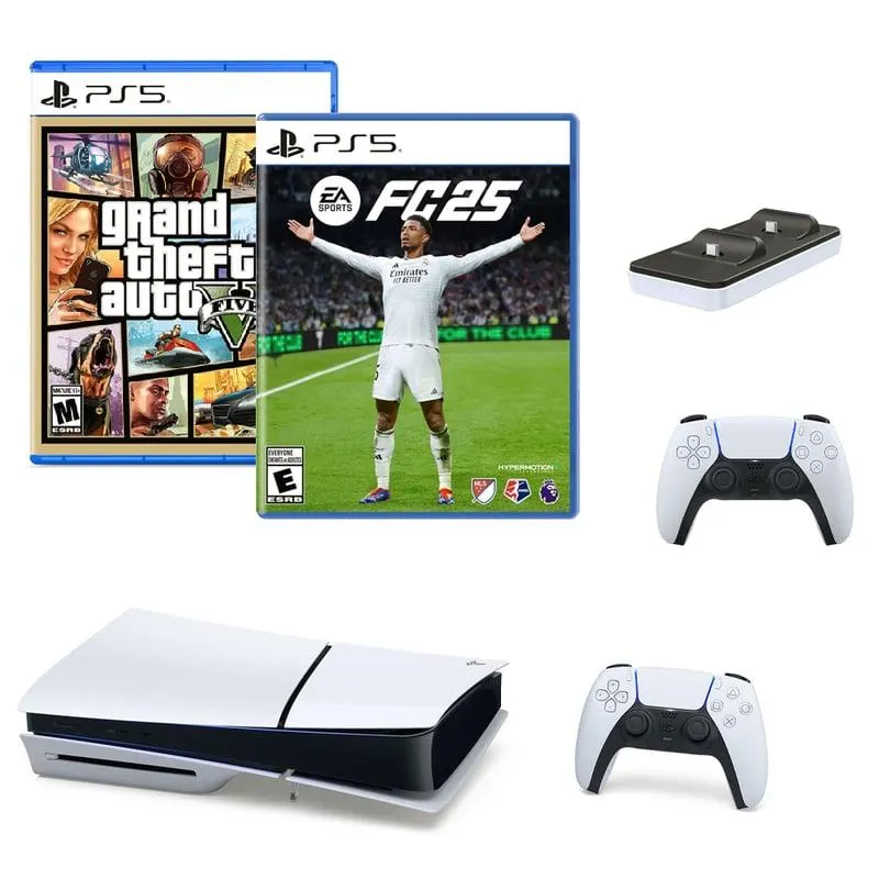 Consola Playstation5 1TB Slim PS5+2Controles+Fc25+GtaV+CargadorDobe