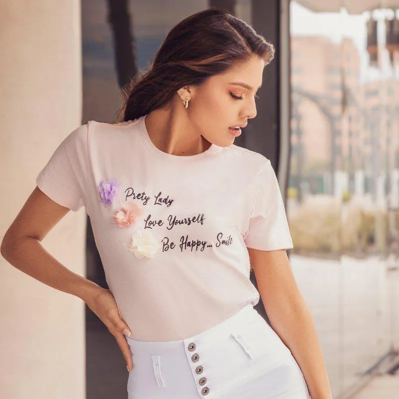 Camiseta con aplique, tela: 100% algodón