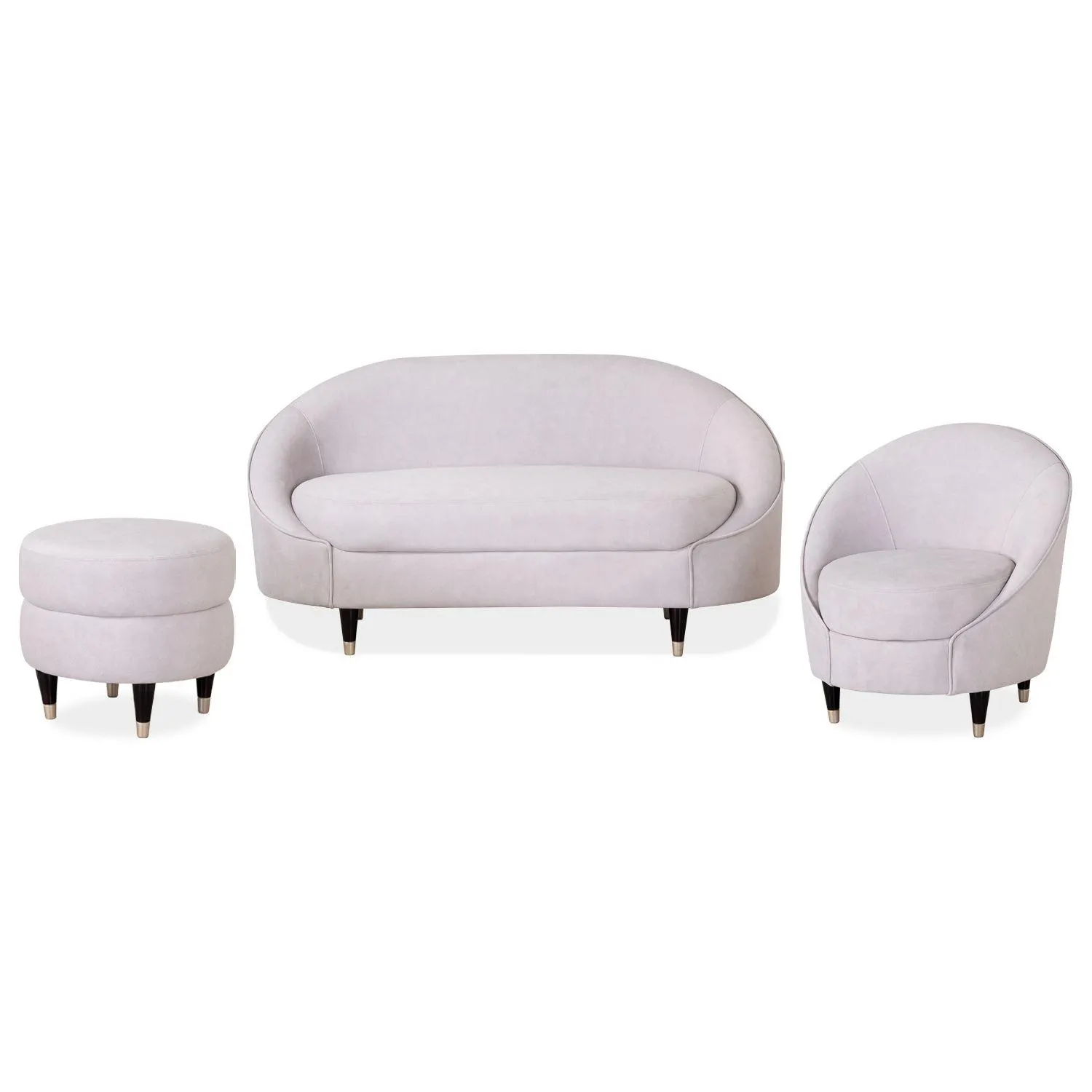 Juego de Sala Evan Velvet Siena Crema, Champaña