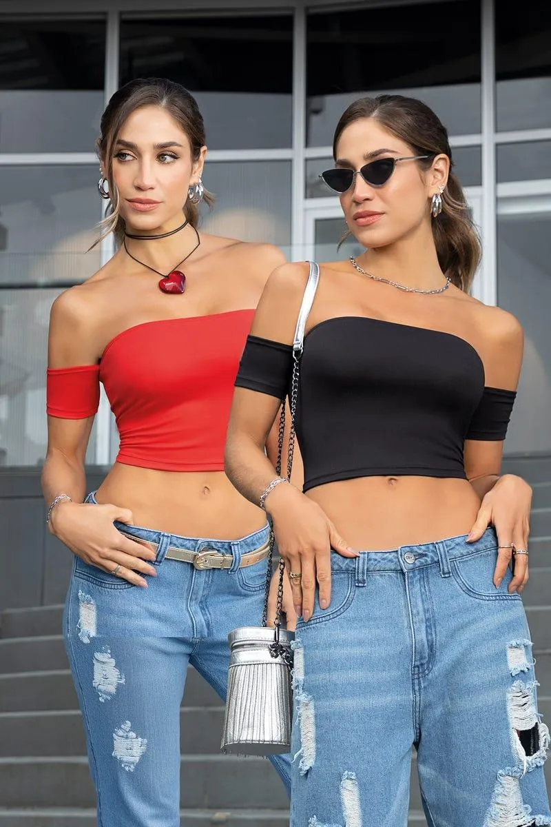 CROP TOP X 2 MANGA CORTA Multicolor