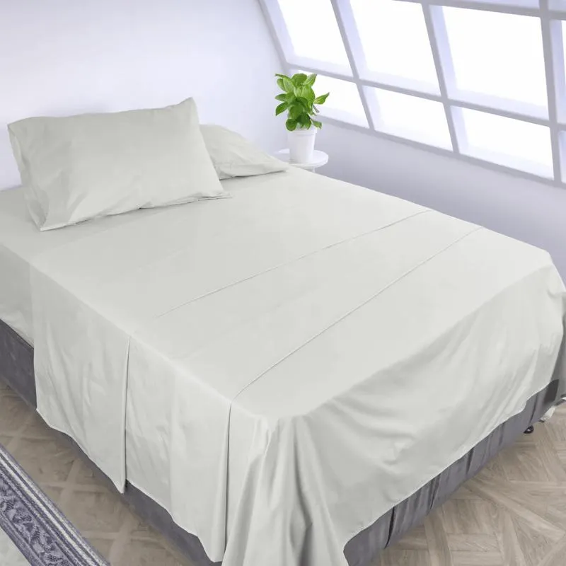 Juego de sábanas algodón 180 hilos unicolor gris