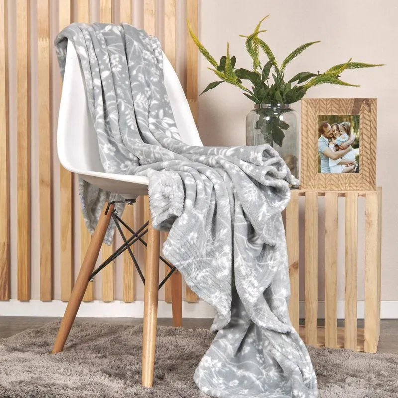 Manta flannel estampada 120 x 145 Herbal verde eucalipto