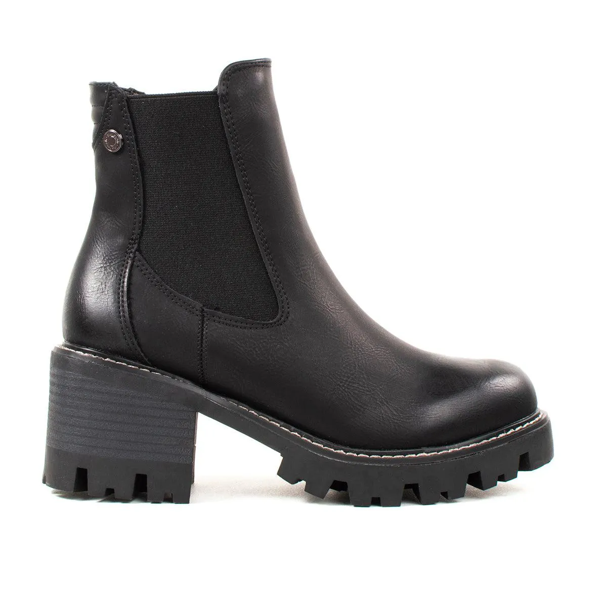Botín estilo urbano color negro con cierre, para dama