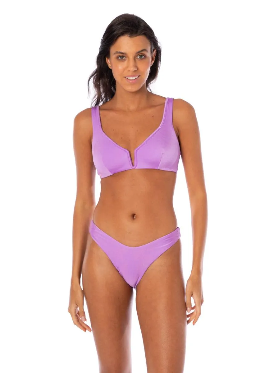 Metallic Lilac Victoria V Wire Bralette Bikini Top