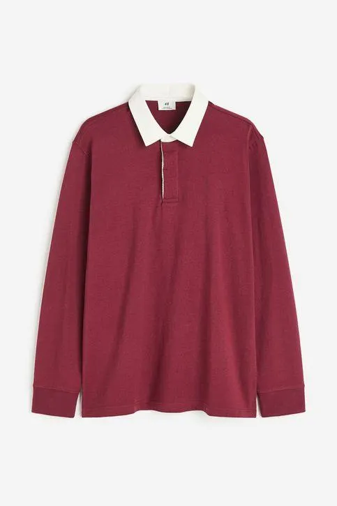 Camiseta estilo rugby en algodón Regular Fit