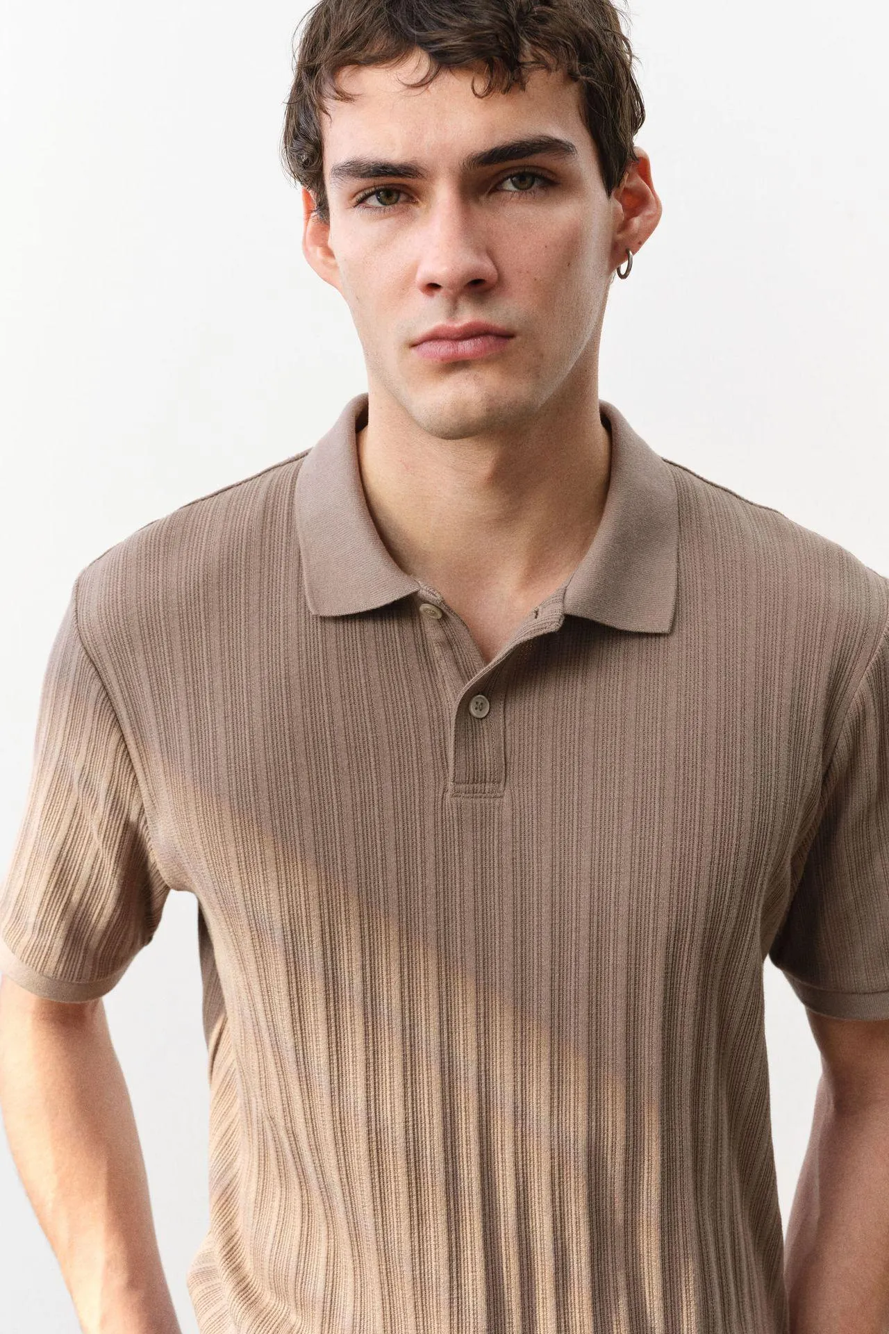 Camiseta estilo polo Slim Fit en punto con textura