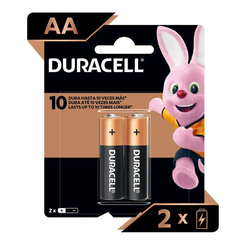Pilas Alcalinas AA Duracell de larga duración x2und