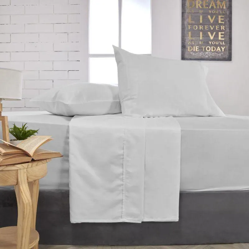 Juego de sábanas polialgodón 500 hilos gris pastel