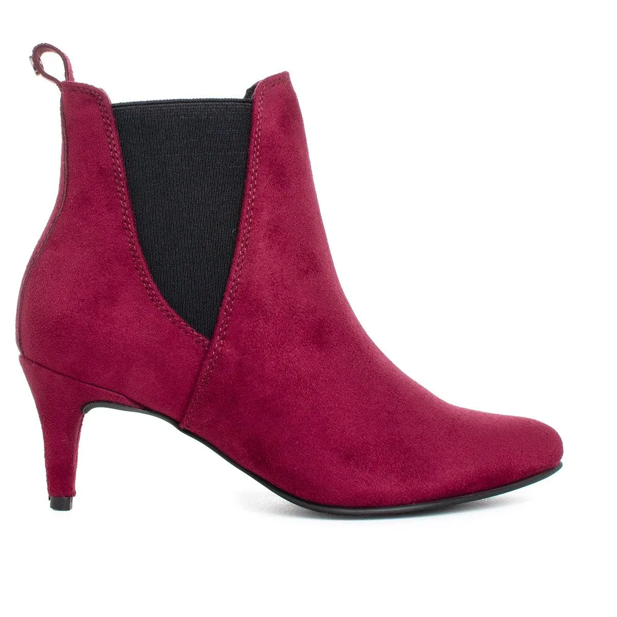 Botin tacon puntilla color vinotinto, para dama