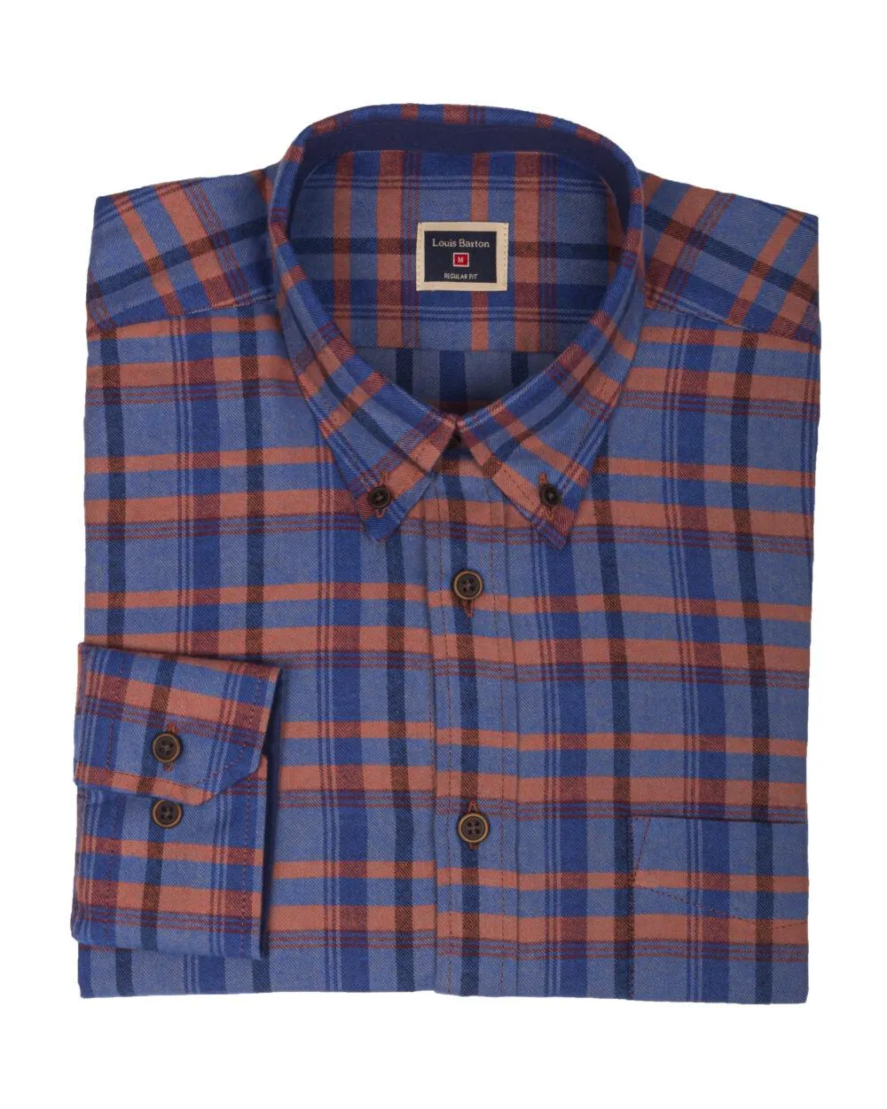 Camisa Manga Larga Leñadora Azul Clara Rayas Color Terracota – Moldería informal