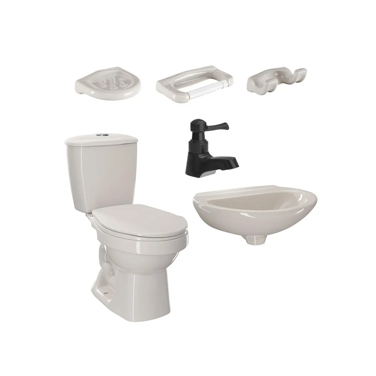 Combo Laguna 4.8 Bone con accesorios Astro + Grifería negra de edición especial